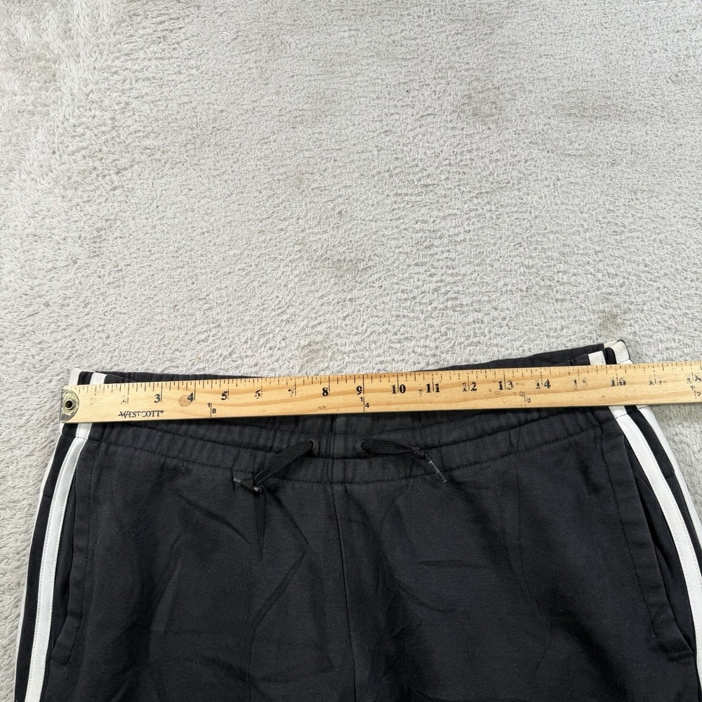 Adidas Sweatpants Men Medium Black Fleece Drawstring Pocket Joggers Gym 3 Stripe - Picture 5 of 8